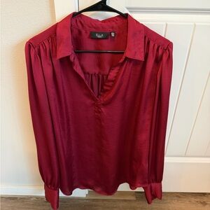Rafaella Women's Deep Red Satin Blouse